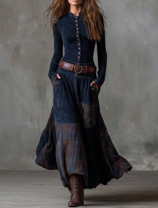 NOOR™ | Maxi Dress with Waist Accent and Vintage Bohemian Look