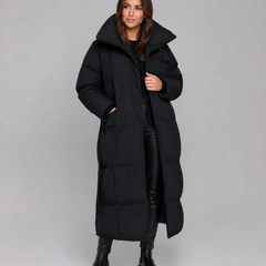 Comfortable long winter puffer jacket for women