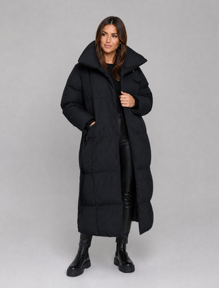 Comfortable long winter puffer jacket for women