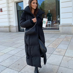 Comfortable long winter puffer jacket for women