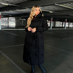 Comfortable long winter puffer jacket for women