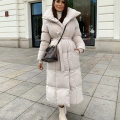 Comfortable long winter puffer jacket for women