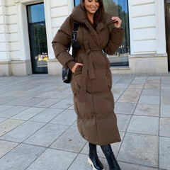 Comfortable long winter puffer jacket for women