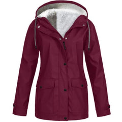Women's Water and Windproof Fleece-Lined Jacket With Hood