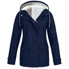 Women's Water and Windproof Fleece-Lined Jacket With Hood