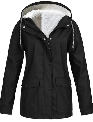 Women's Water and Windproof Fleece-Lined Jacket With Hood