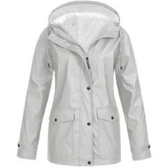 Women's Water and Windproof Fleece-Lined Jacket With Hood