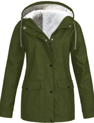 Women's Water and Windproof Fleece-Lined Jacket With Hood
