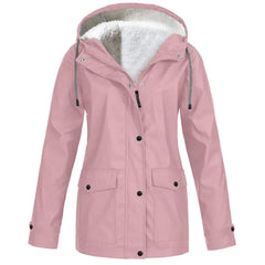 Women's Water and Windproof Fleece-Lined Jacket With Hood