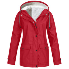Women's Water and Windproof Fleece-Lined Jacket With Hood