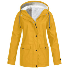 Women's Water and Windproof Fleece-Lined Jacket With Hood