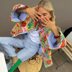Women's Vintage-Inspired Quilted Floral Jacket