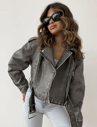 Women's Washed faux leather Jacket