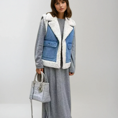 Women's Vintage Shearling Denim Vest