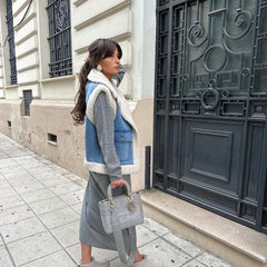 Women's Vintage Shearling Denim Vest