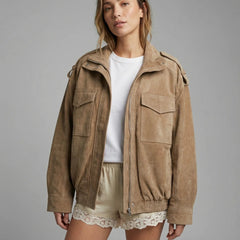 Women's Vintage Street Khaki Bomber Jacket