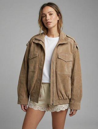 Women's Vintage Street Khaki Bomber Jacket