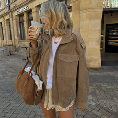 Women's Vintage Street Khaki Bomber Jacket