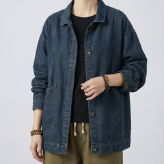Women’s Oversized Longline Denim Jacket with Utility Pockets and Relaxed Street Style Fit