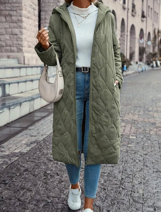 Women's Cotton quilted coat with hood and long sleeves