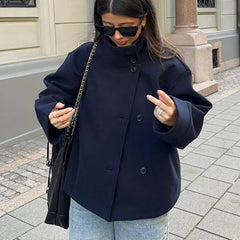 Stand Collar Women's Pea Coat