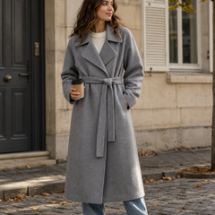 Women's Timeless Belted Overcoat — Long Wool-Blend Coat with Tie-Waist Belt