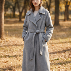 Women's Timeless Belted Overcoat — Long Wool-Blend Coat with Tie-Waist Belt
