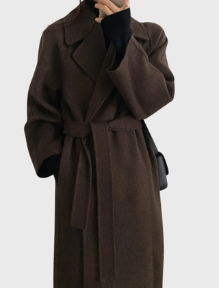 Women's Timeless Belted Overcoat — Long Wool-Blend Coat with Tie-Waist Belt