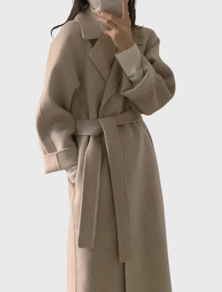 Women's Timeless Belted Overcoat — Long Wool-Blend Coat with Tie-Waist Belt