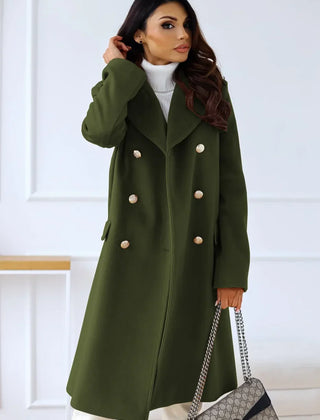 Korean Wool Coat – Double-Breasted Elegant Design for Cozy Autumn Style
