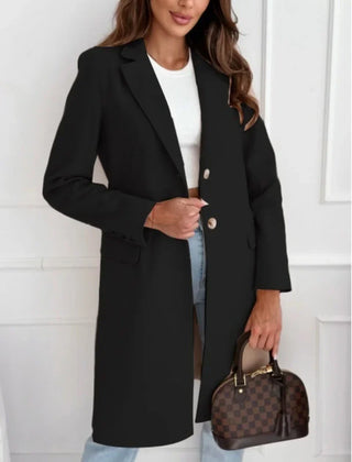 Autumn Tweed Coat – Stylish Long Button Design for Elegant Winter Outfits