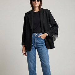 Autumn Bomber Coat – Stylish Woolen Blazer with Tassels