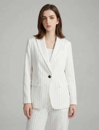 Linen Blazer Suit – Stylish Stripe Design for Chic Office Attire