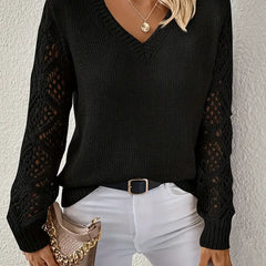Crochet Sleeve Knit Sweater