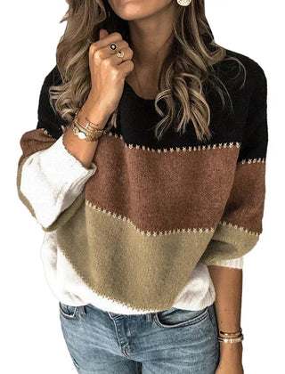 Spring Colorblock Knit Sweater for Women — Modern Style