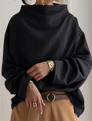 Soft Knit High Neck Top with Relaxed Fit