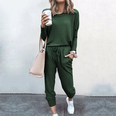 Women's Stylish Two-Piece Top and Trouser Coordinated Set