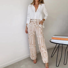 Women's Sophisticated Two-Piece Top and Trouser Coordinated Set