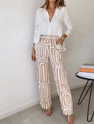 Women's Sophisticated Two-Piece Top and Trouser Coordinated Set