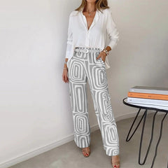 Women's Sophisticated Two-Piece Top and Trouser Coordinated Set