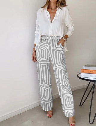 Women's Sophisticated Two-Piece Top and Trouser Coordinated Set