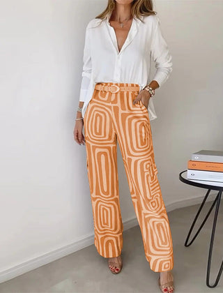 Women's Sophisticated Two-Piece Top and Trouser Coordinated Set