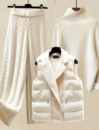 Women's luxury Three-piece knit winter set