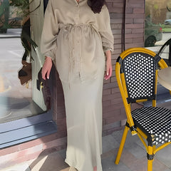 Women's Long Sleeve Tie-Front Shirt and Skirt Two-Piece Set