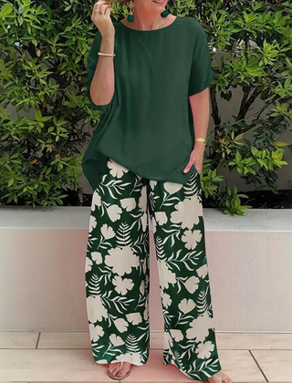Women's Plus Size Long Sleeve Top and Trouser Two-Piece Set
