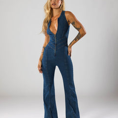 Heart-Shaped Denim Jumpsuit
