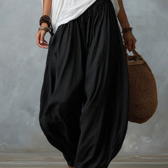 White Off-the-shoulder Top And Loose-fitting Lantern Pants Set