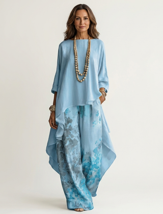 Cariola | Cotton-Silk Two-Piece Set with Asymmetric Tunic