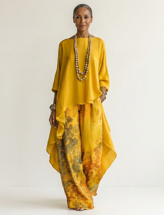 Cariola | Cotton-Silk Two-Piece Set with Asymmetric Tunic