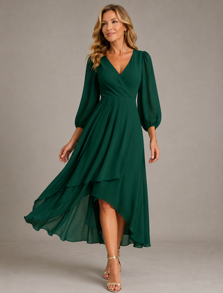 Mia™ | Elegant V-neck Long Dress